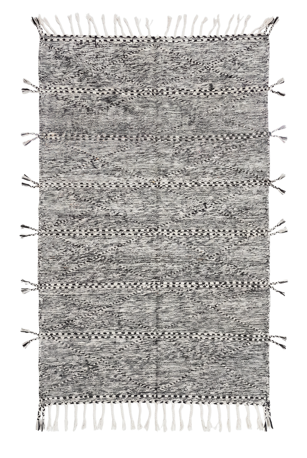Azemmur, a grey striped Moroccan kilim, 253 x 147 cm