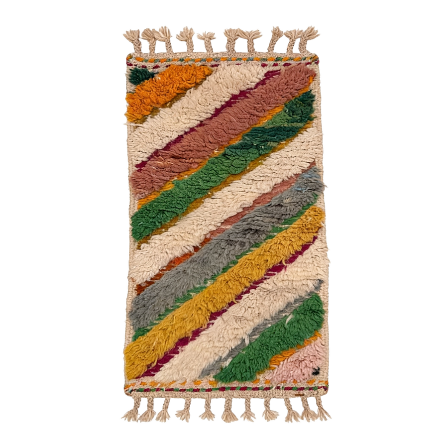 Chrit, a diagonal striped Boujaad Moroccan rug, 107 x 50 cm