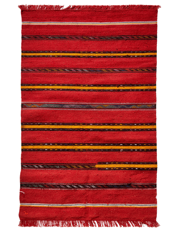 Tafukt, an Ait Zemmour red striped Moroccan kilim, 148 x 95 cm