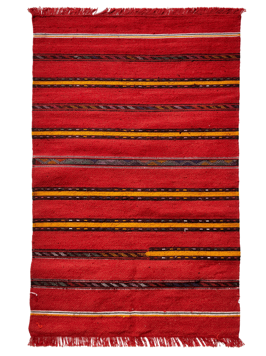 Tafukt, an Ait Zemmour red striped Moroccan kilim, 148 x 95 cm