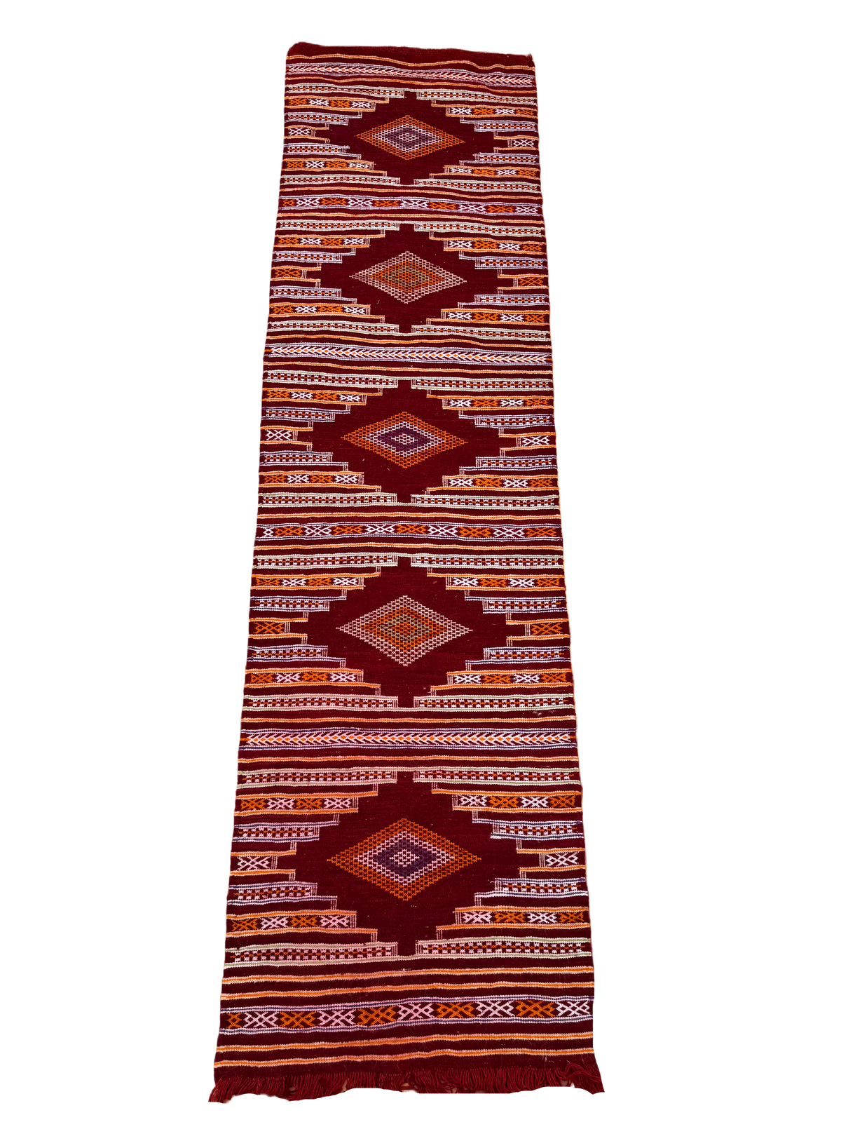 Trik, a red Akhnif Moroccan kilim runner, 248 x 68 cm